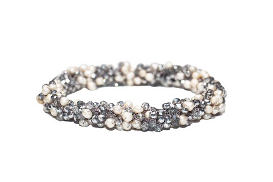 Collar Largo De Cristal Con Perlas