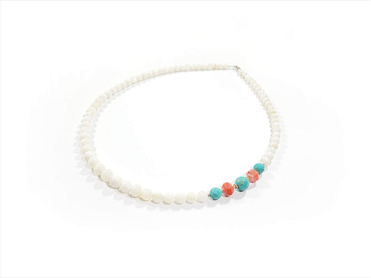 Gargantilla de Madre Perla con turquesa y coral