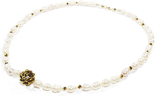 Gargantilla de perla natural con esfera de cristal
