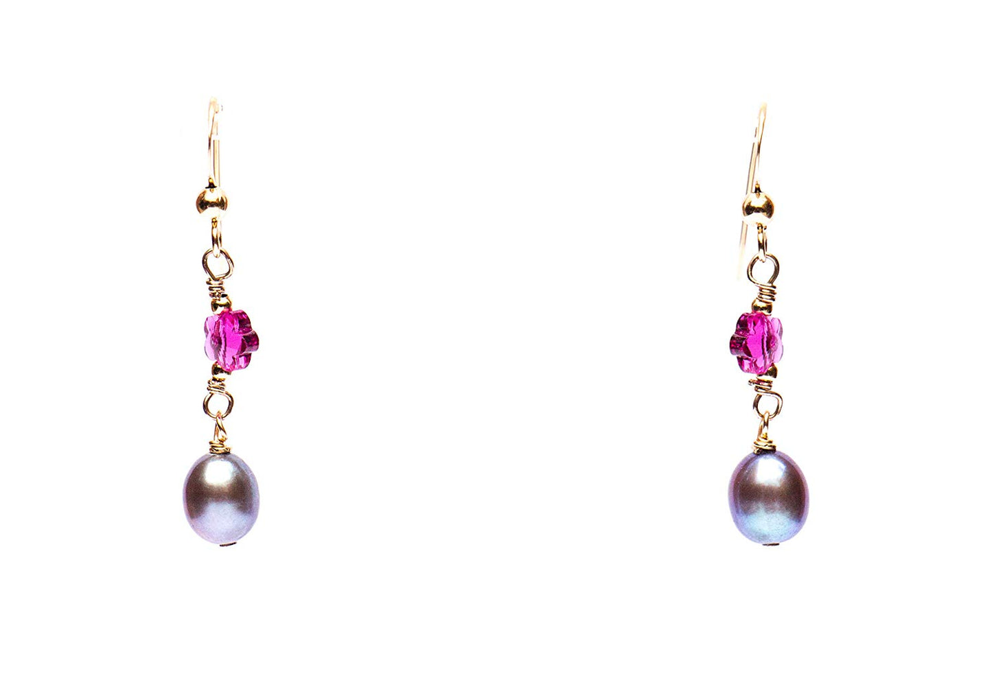 Arete flor de cristal swarovski con perla natural