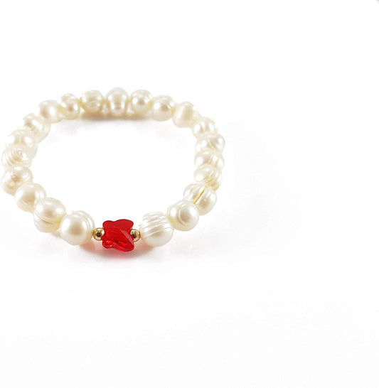 Pulsera Mariposa de Cristal y Perla Natural