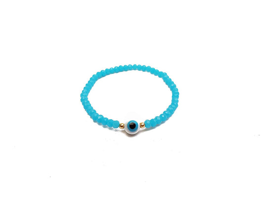 Pulsera cristal azul con ojo turco al centro