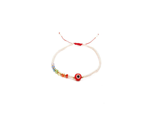 Pulsera protección beige con ojo turco