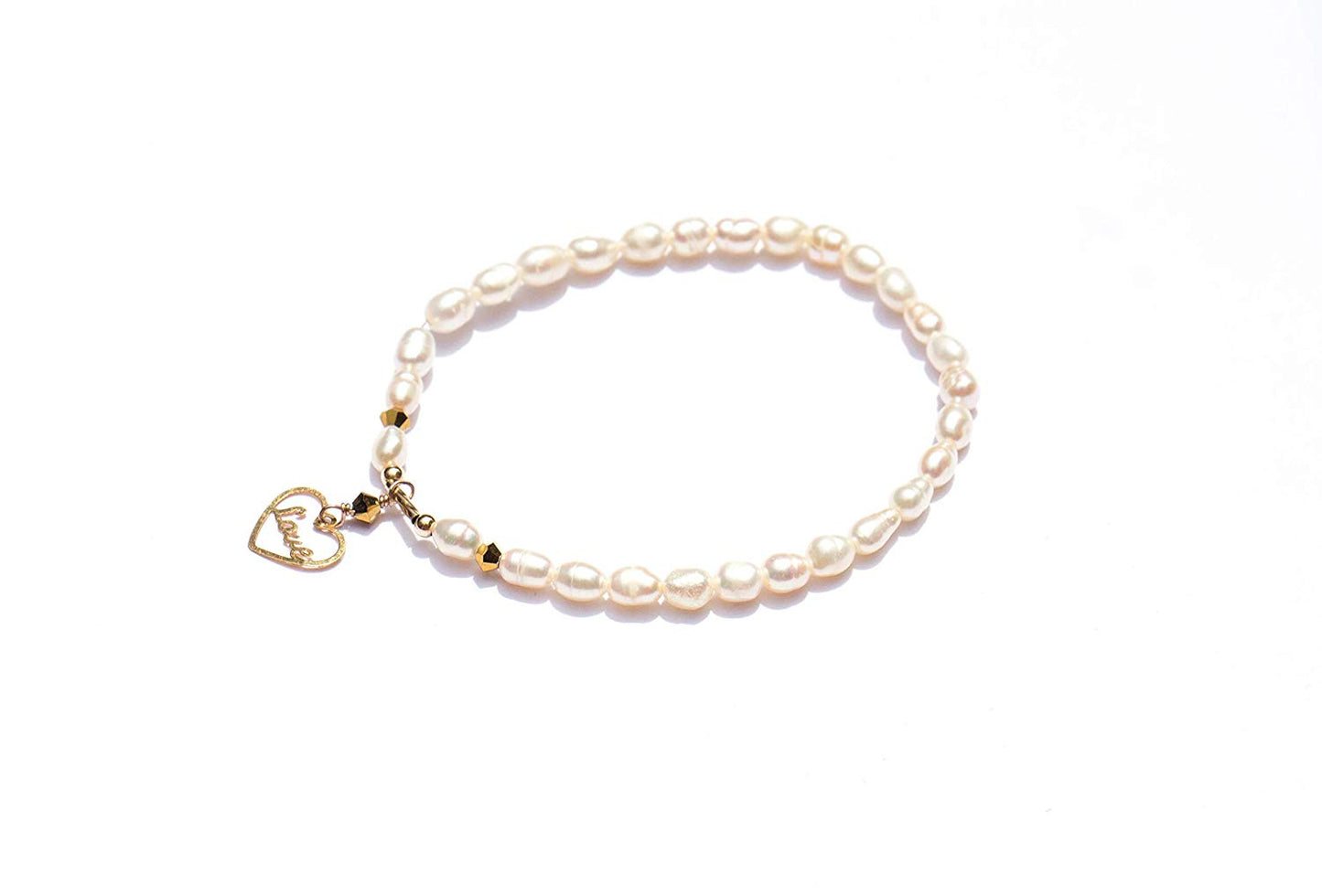 Pulsera Perla Natural Arroz con Dije Love