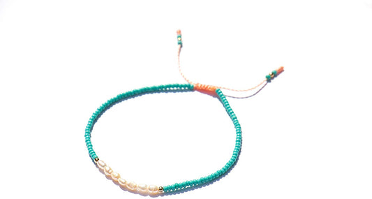 Pulsera Turquesa Con Perlas Naturales