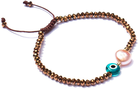Pulsera de Cristales con Perla Natural Irregular
