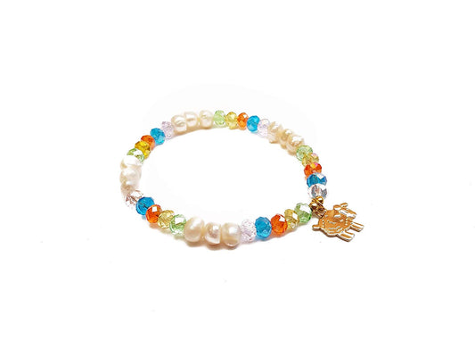 Pulsera de Perlas con dije Borrego amuleto de la suerte