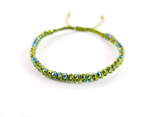 Pulsera Verde De Cristales Entrelazados