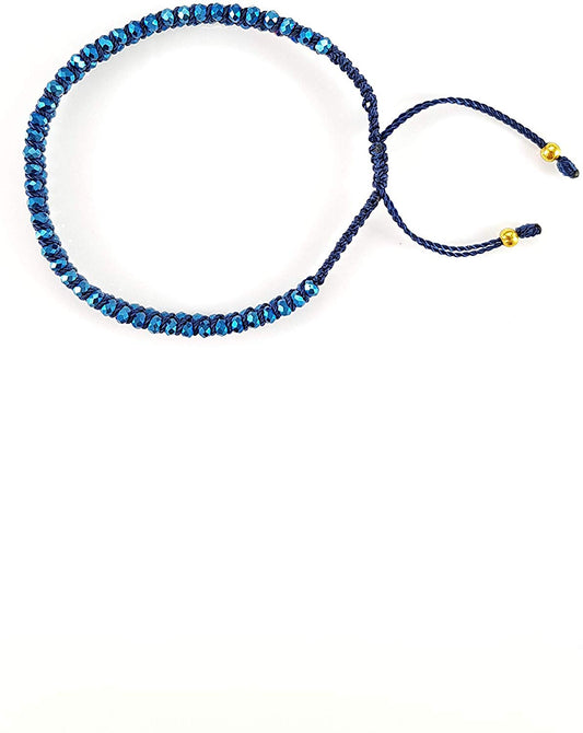 Pulsera Azul De Cristales Entrelazados