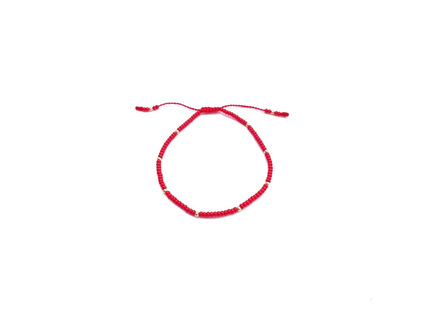 Pulsera Roja De Protección Con Puntos De Oro