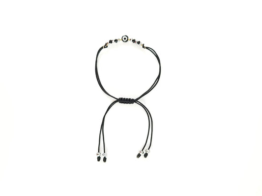 Pulsera Negra De Protección Con Ojo Turco Y Cristales