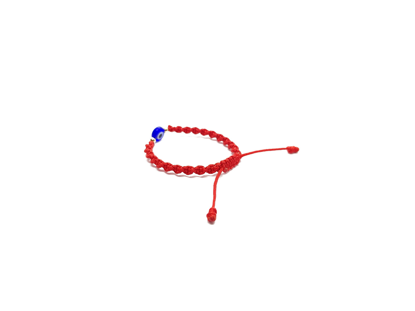 Pulsera Roja Tejida De Protección Con Ojo Turco