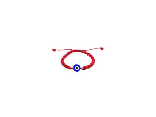 Pulsera Roja Tejida De Protección Con Ojo Turco
