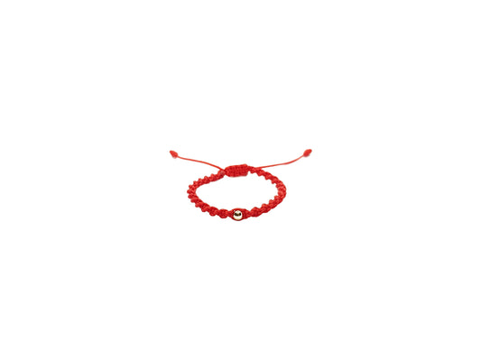 Pulsera Roja Tejida De Protección Con Esfera De Oro