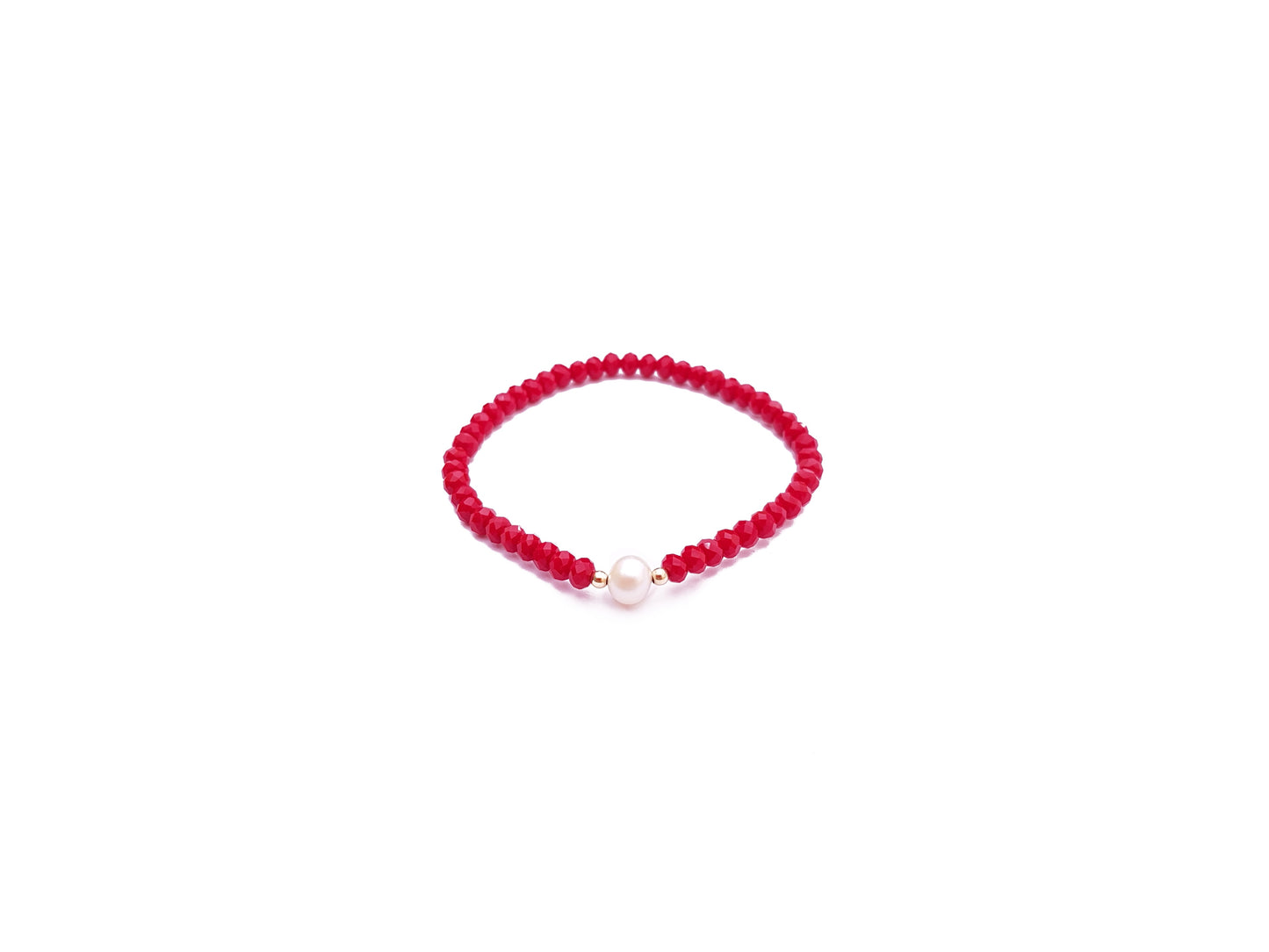 Pulsera Roja De Cristal Con Perla Al Centro