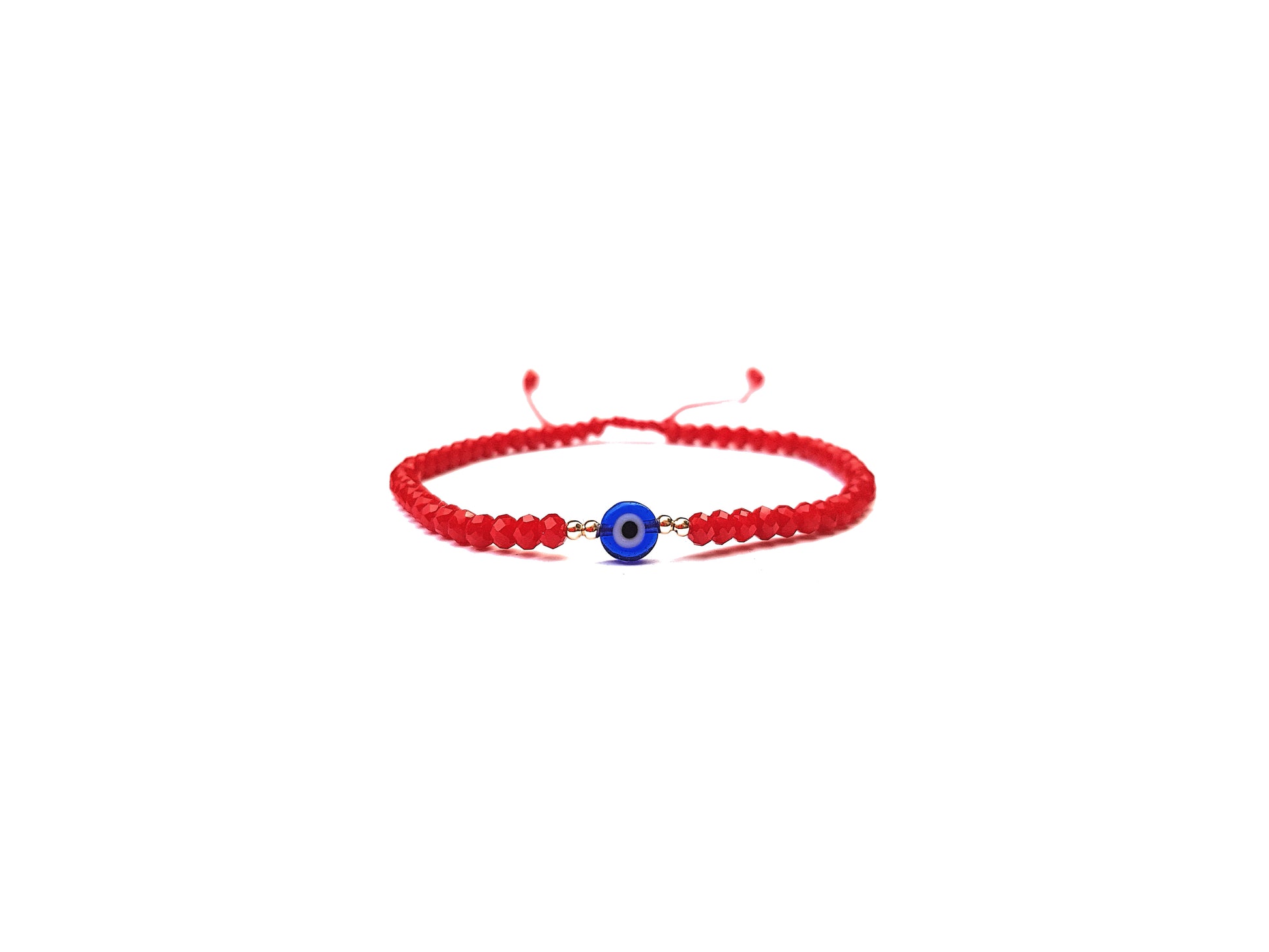 Pulsera Cristal Rojo con Ojo Turco Azul –