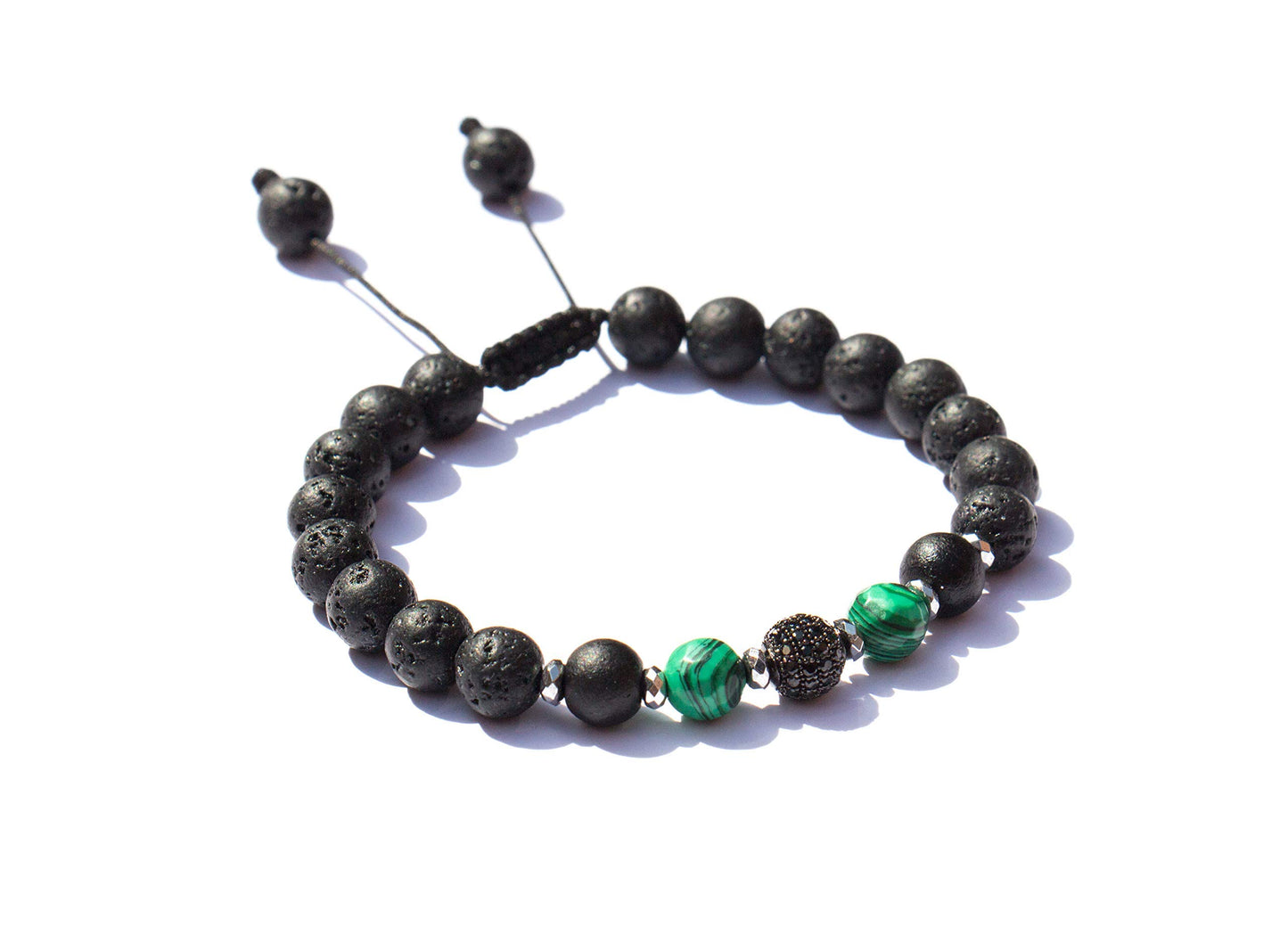 Pulsera de Piedra Volcánica con Esfera Micro Pavé