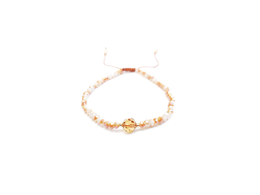 Pulsera Swarovski cafe al centro y cristales bicolor