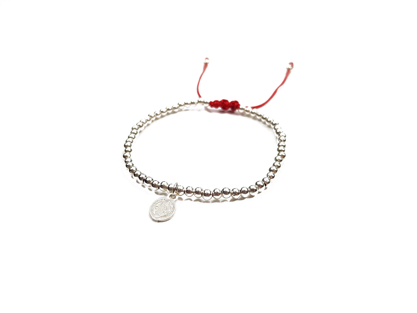 Pulsera De Protección De Plata Con Medalla De San Benito