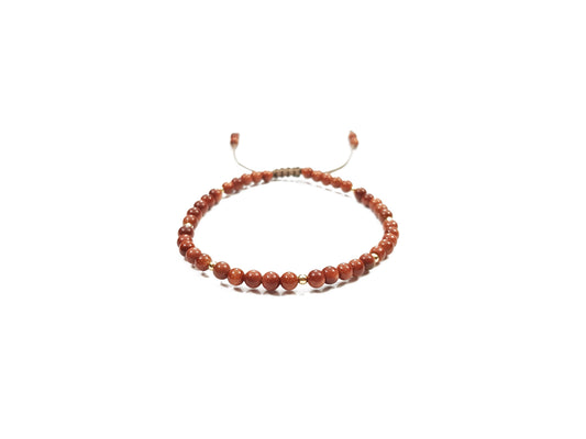 Pulsera De Aventurina Café Con Oro