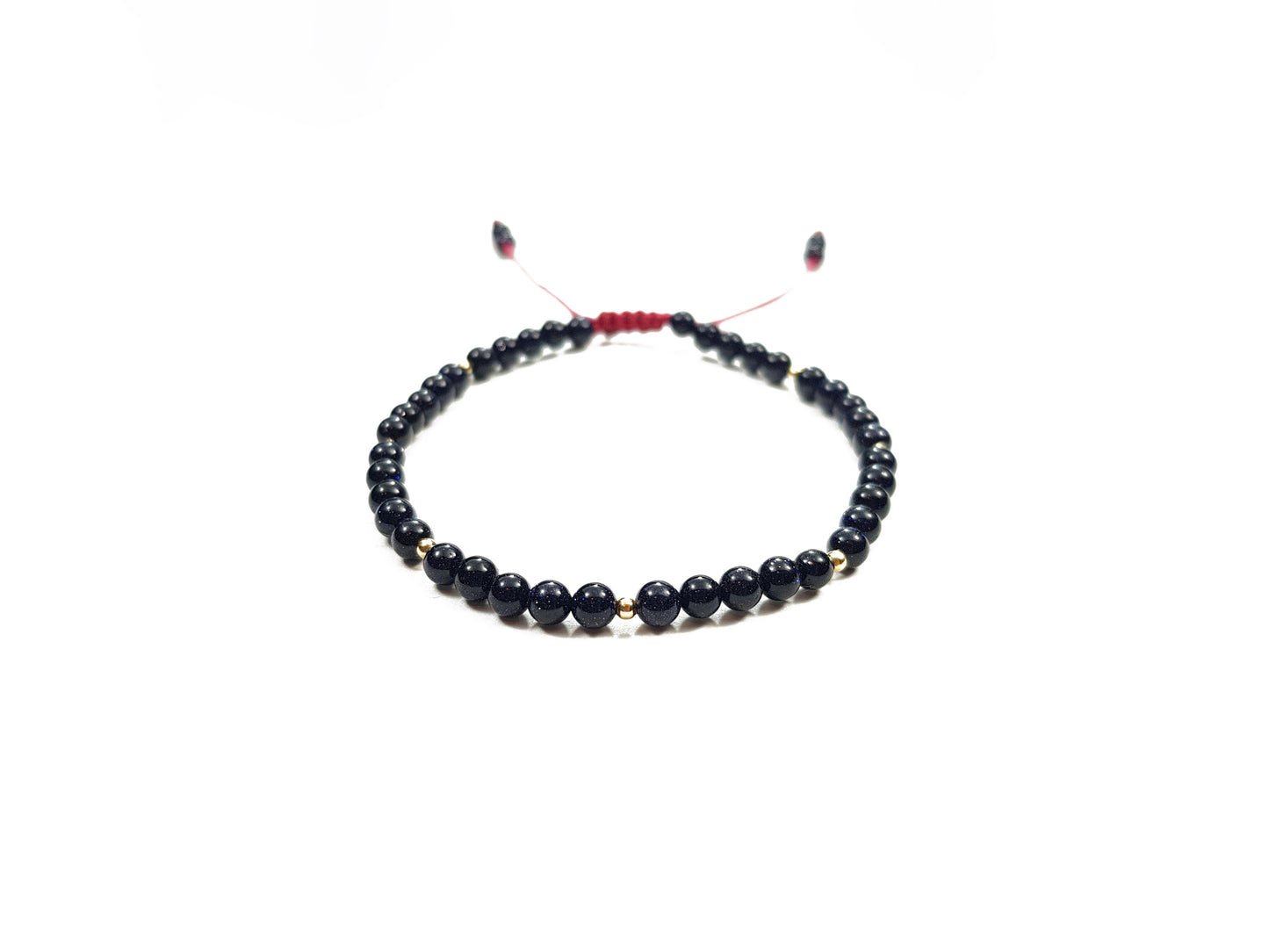 Pulsera De Aventurina Azul Con Oro