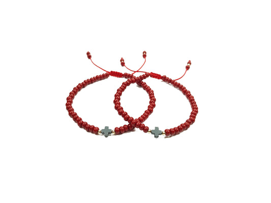 Juego De Pulseras De Protección Con Cruz Hematita Gris