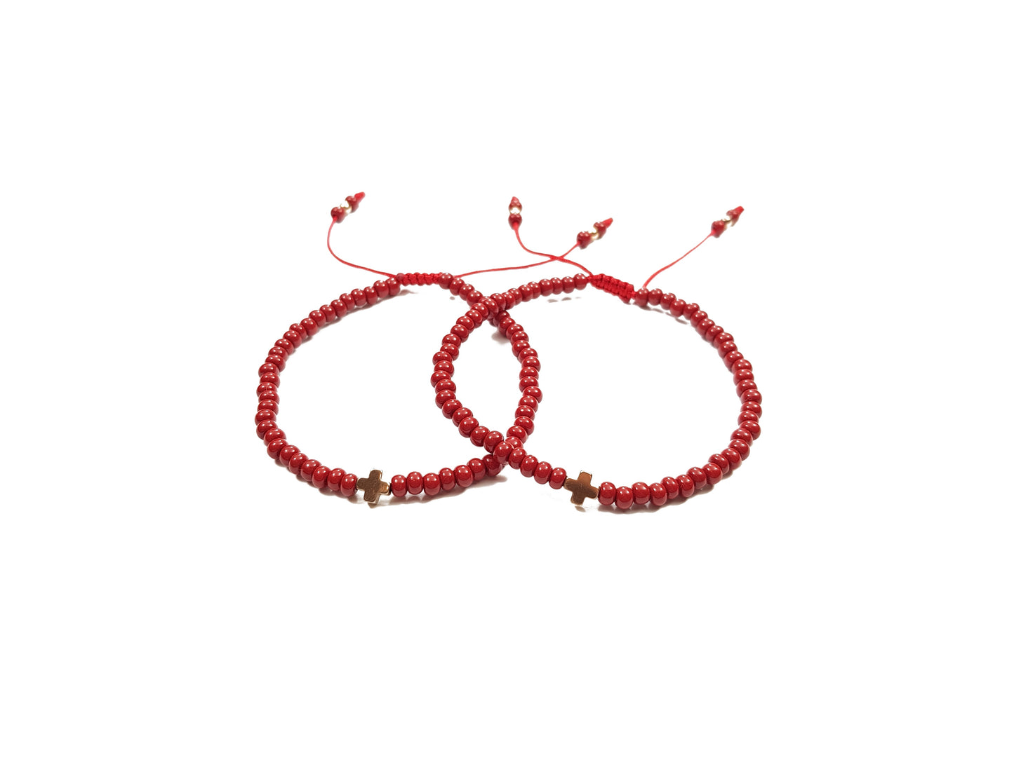 Juego De Pulseras De Protección Con Cruz De Hematita Dorada Para Parejas