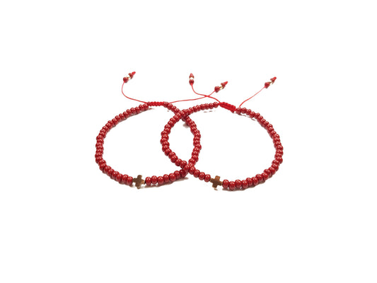Juego De Pulseras De Protección Con Cruz De Hematita Dorada Para Parejas