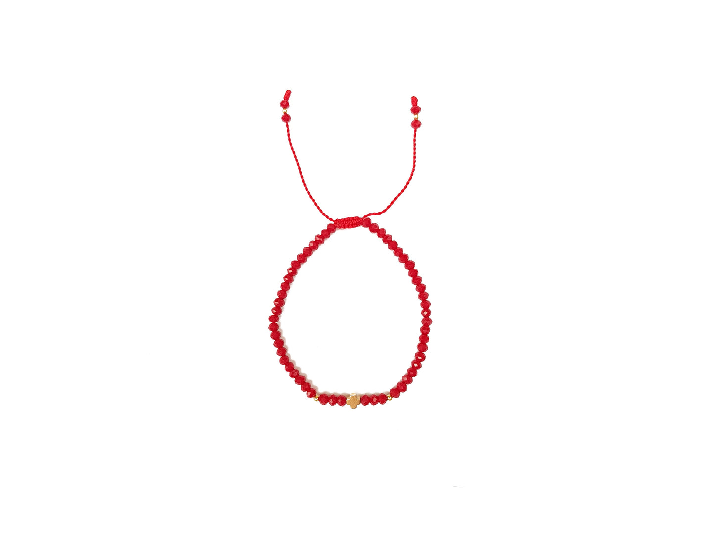 Pulsera Roja De Protección De Cristal Con Cruz De Hematita