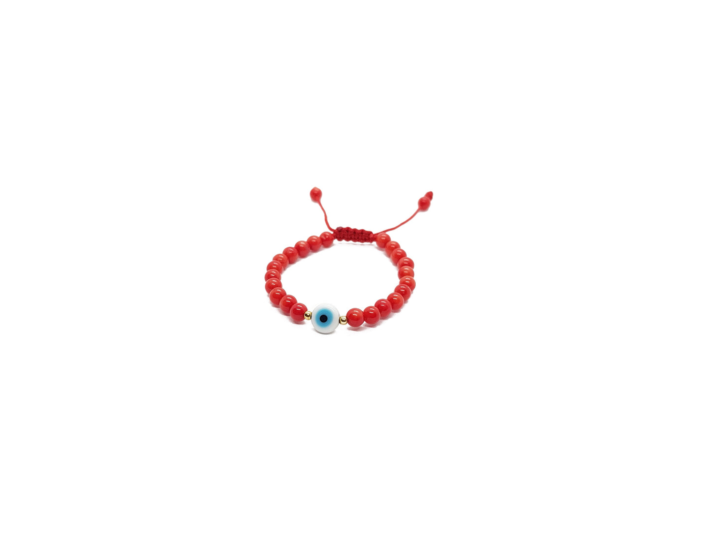 Pulsera Roja De Protección De Coral Con Ojo Turco Blanco Para Bebé