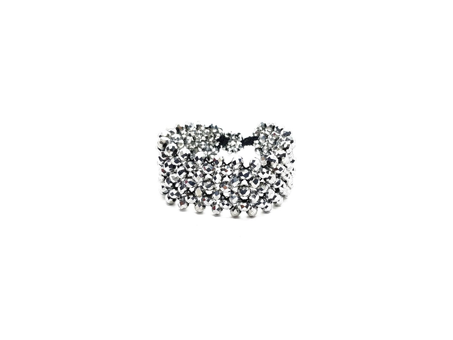 Brazalete De Cristal Plateado