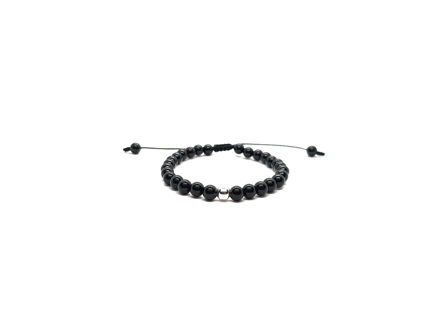 Pulsera De Ónix Con Esfera De Plata