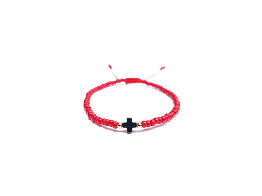 Pulsera Roja De Protección Con Cruz De Hematita