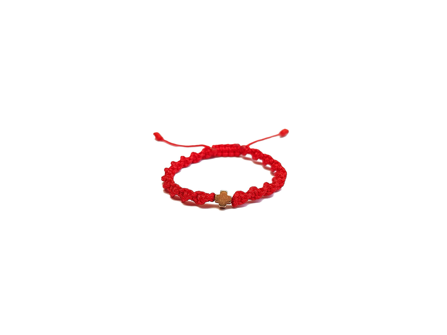 Pulsera tejida de protección con cruz