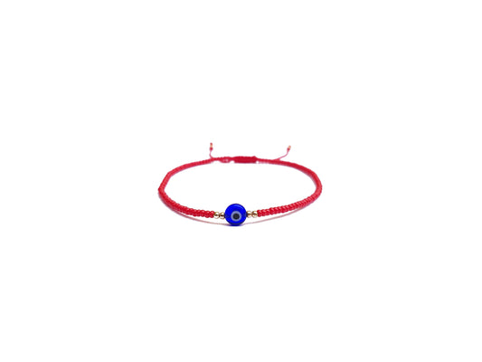 Pulsera Roja De Protección Con Ojo Turco Azul Rey Y Puntos De Oro