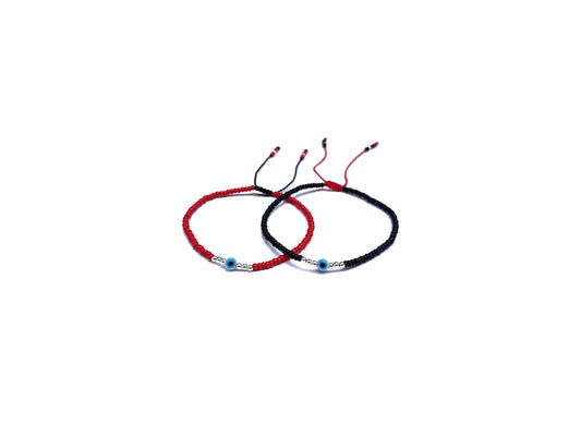 Juego De Pulseras De Protección De Ojos Turcos Con Puntos De Plata Para Parejas