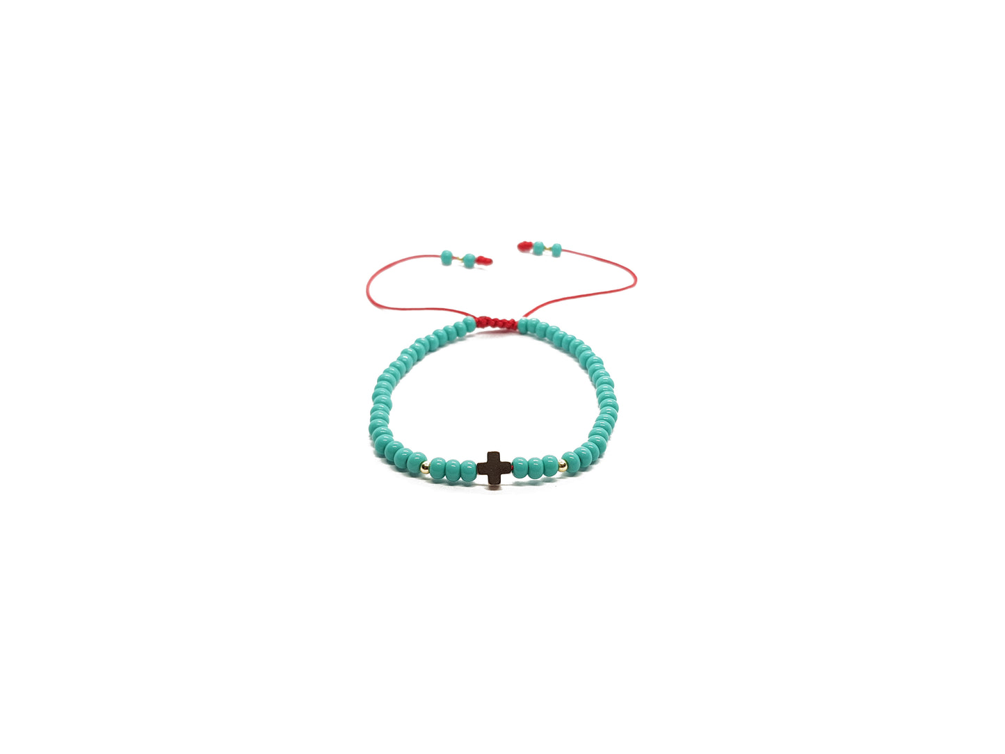 Juego de pulseras turquesa de protección con cruz