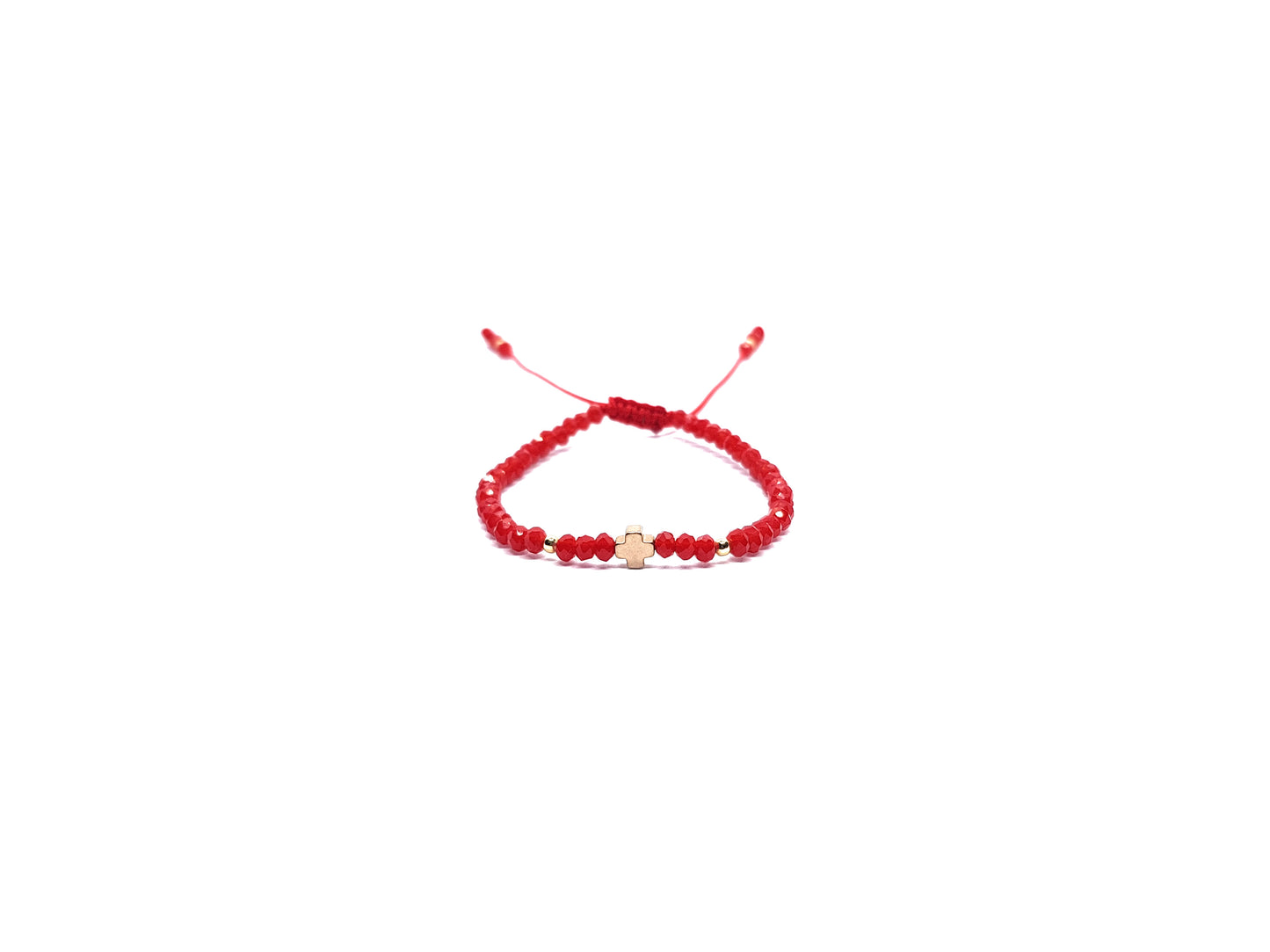 Pulsera Roja De Protección Con Cruz De Hematita Dorada Para Niña/Niño