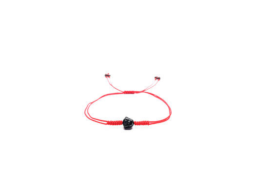 Pulsera Roja Tejida De Protección Con Buda De Hematita Gris
