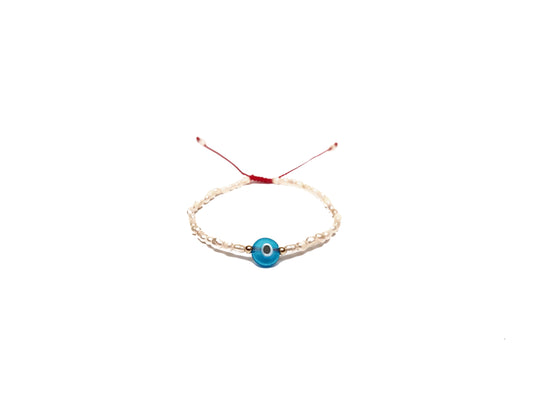 Pulsera De Protección Con Perlas Y Ojo Turco