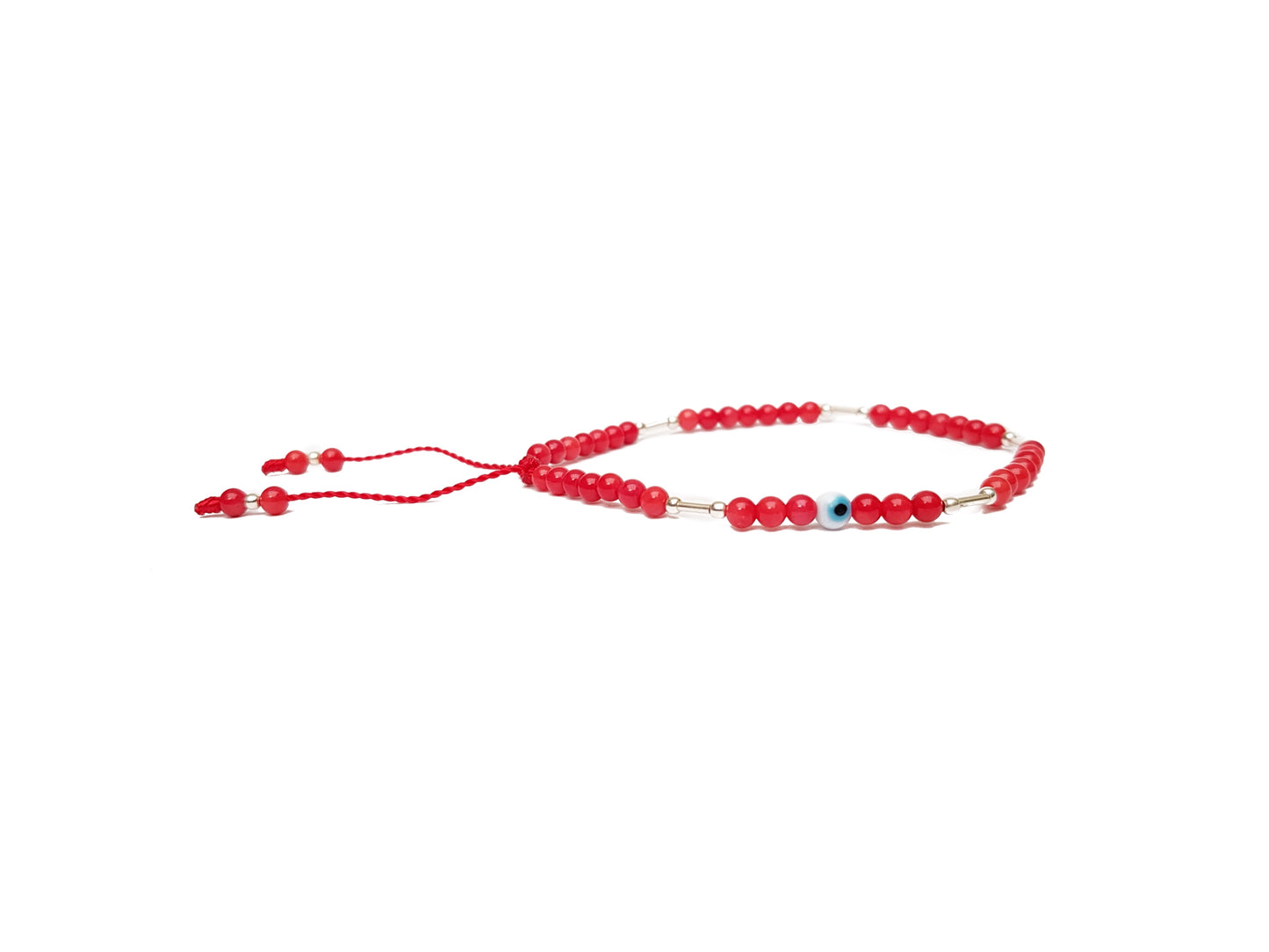 Pulsera Roja De Protección De Coral Y Plata 925