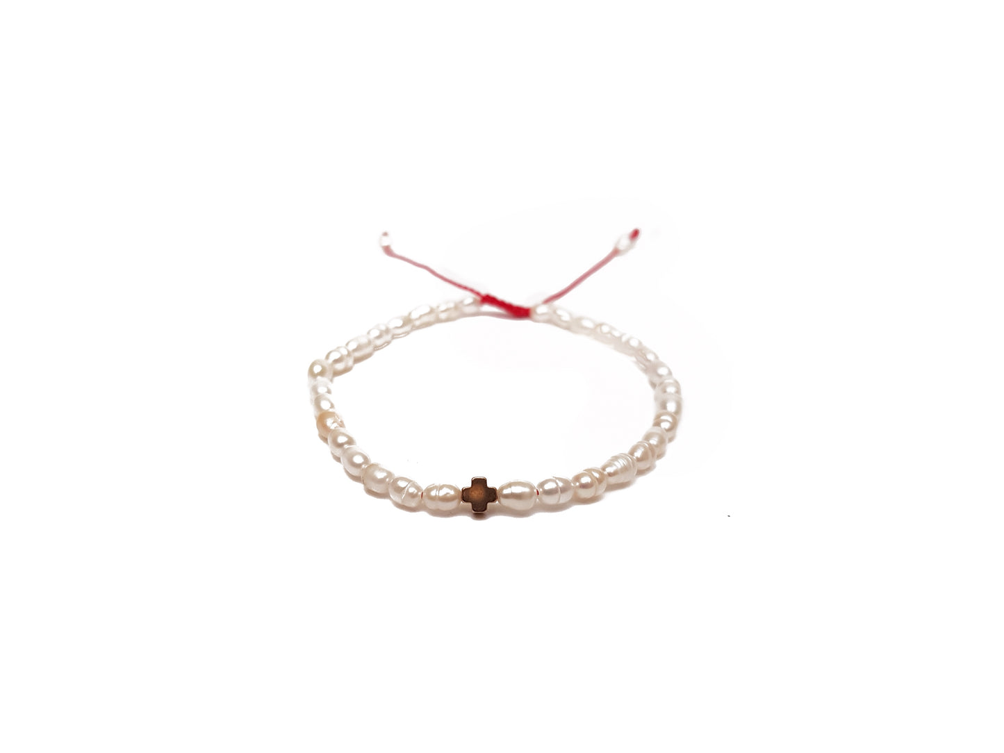 Pulsera De Protección Con Perlas Y Cruz De Hematita
