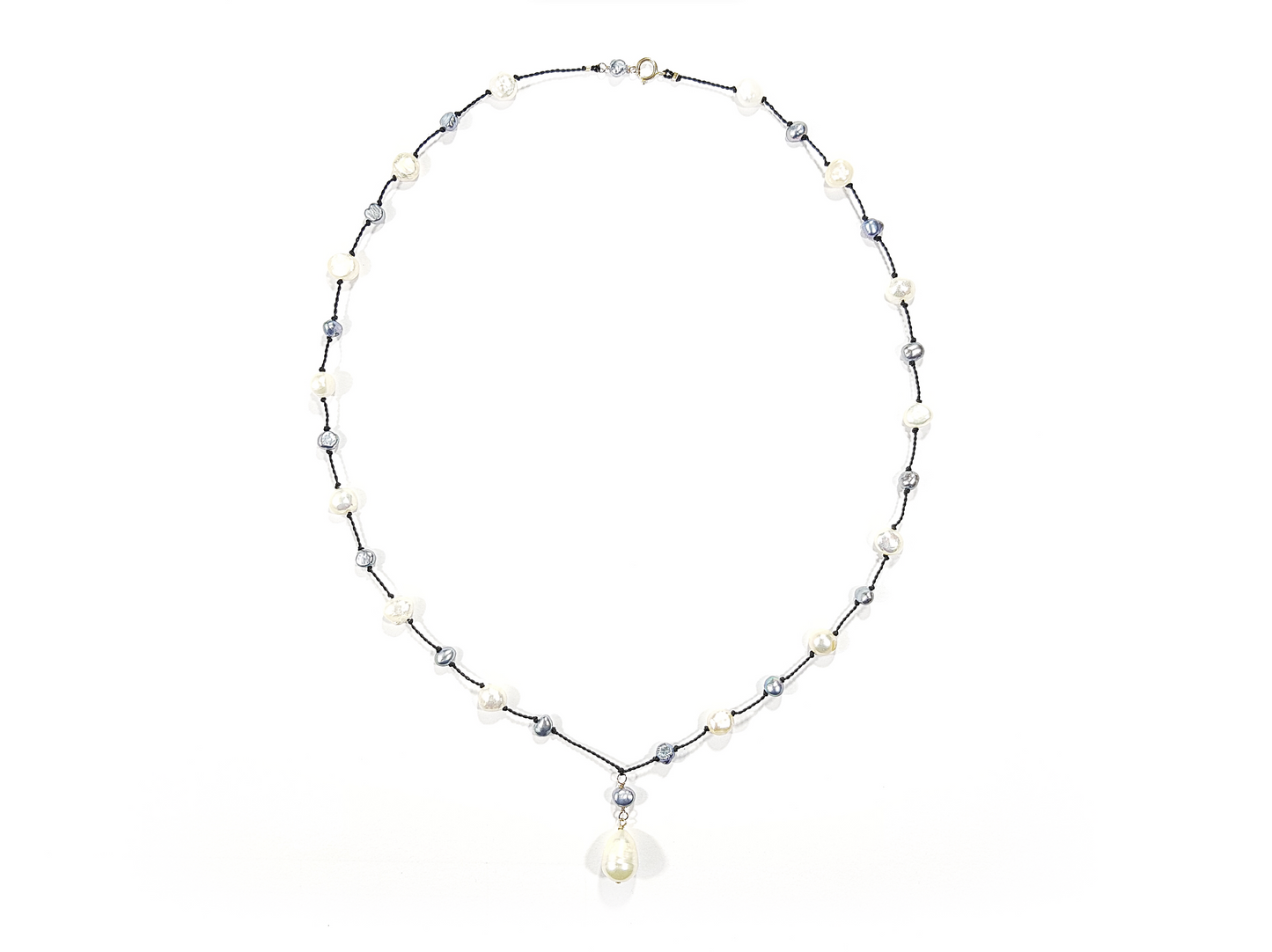 Gargantilla con perlas naturales gris y beige