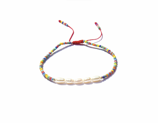 Pulsera Multicolor Con Perlas Naturales
