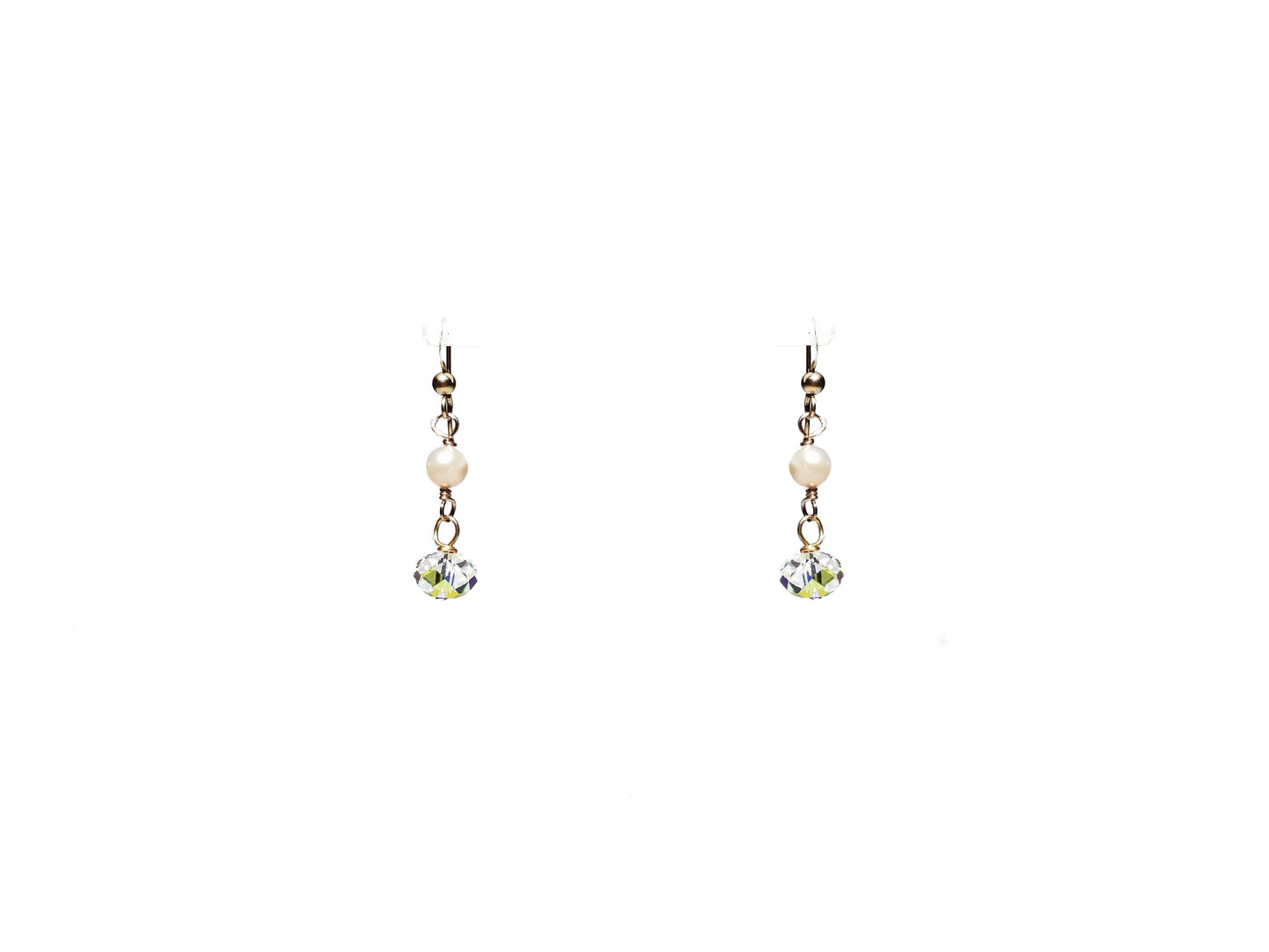 Aretes de cristal austriaco con perla natural engarzada