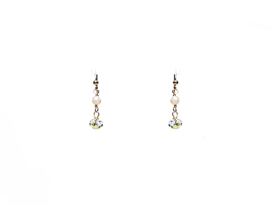 Aretes de cristal austriaco con perla natural engarzada
