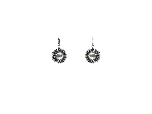 Aretes forrados con cristal plateado