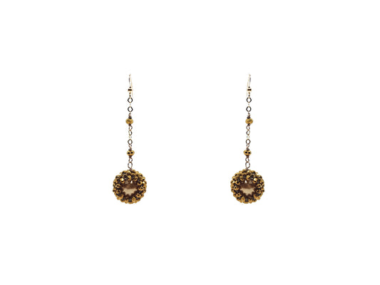 Aretes forrados con cristal dorado
