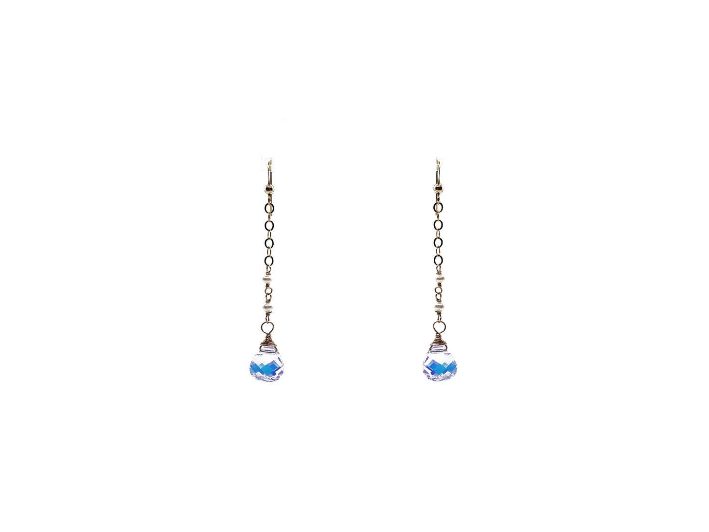 Aretes de cristal Swarovski gota y perla natural micro