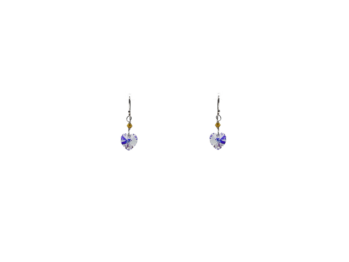 Aretes con corazón de cristal y rombo